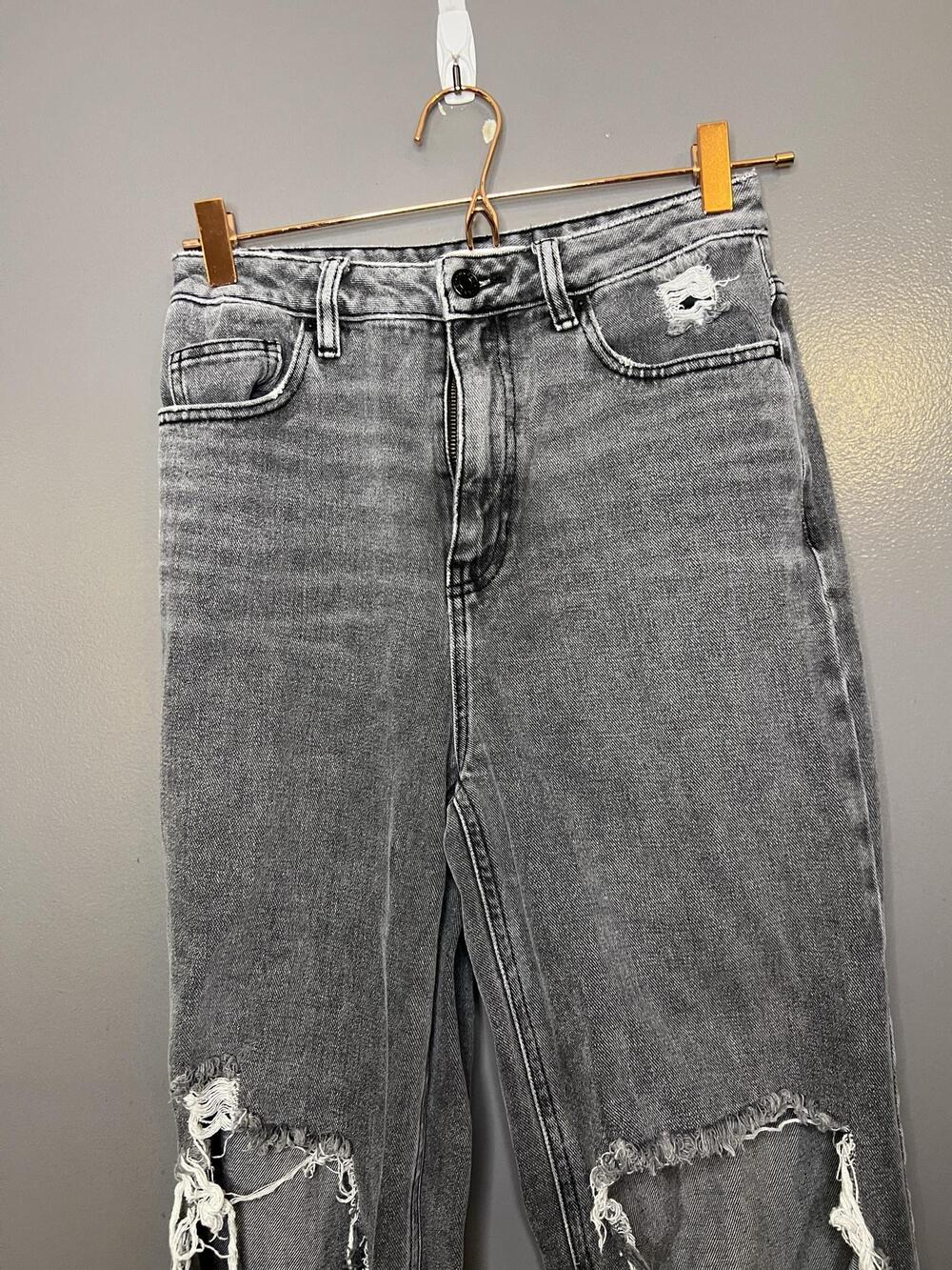 PacSun 90s Boyfriend Jeans Womens 27 Charcoal Gray High Rise Distressed Denim